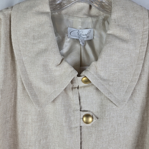 Charmed Nancy Rose Linen Blend Gold Metallic Career Blazer Jacket Plus Size 3X - Picture 4 of 13